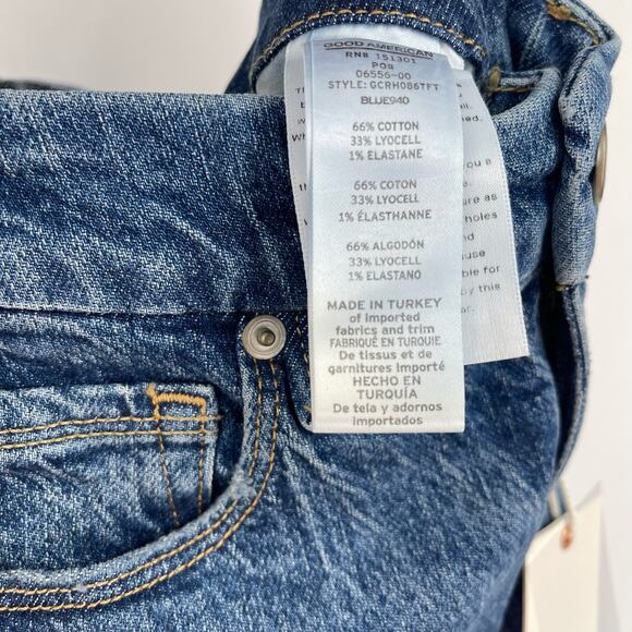 Good American Good Crop Raw Hem Slim Jeans Blue 940 Size 2/26 NWT - Picture 6 of 8